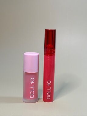 Doll 10 Pink Lip Tint & Gloss Duo - Light Pink and Bright Pink